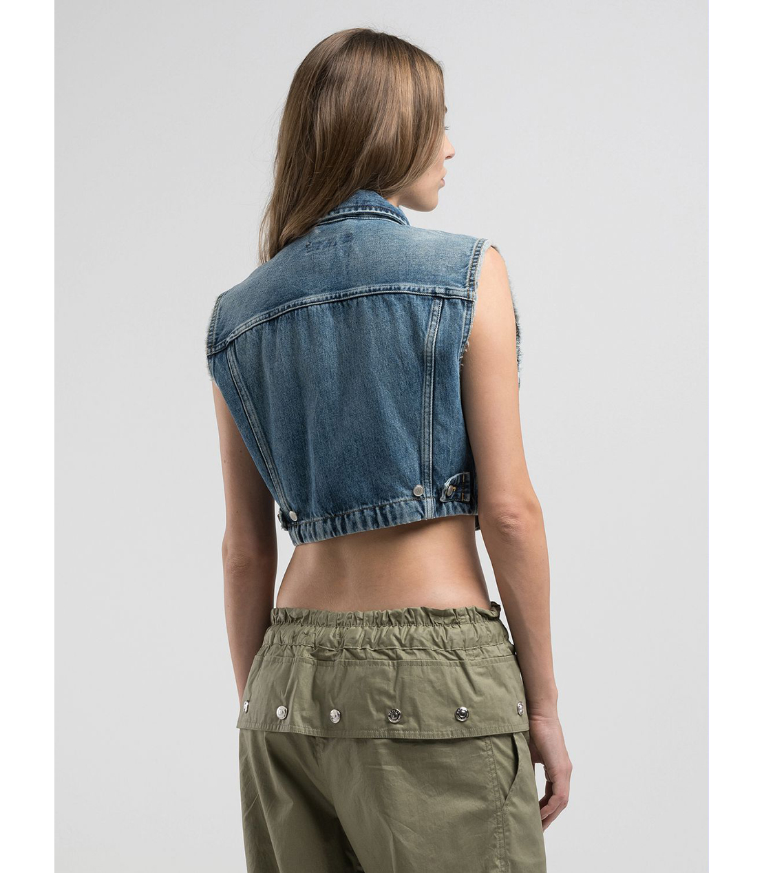 9ZERO1 クロップドデニムベスト 詳細画像 ブルー 2